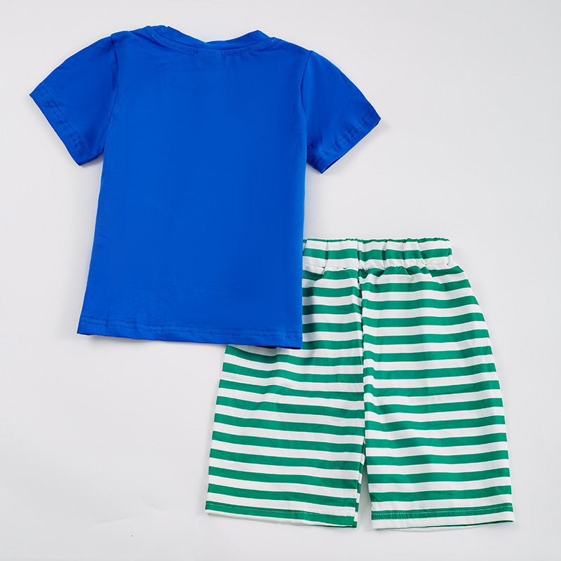 (In Stock E10-02-01)Boy's Stationery Embroidery Shorts Set