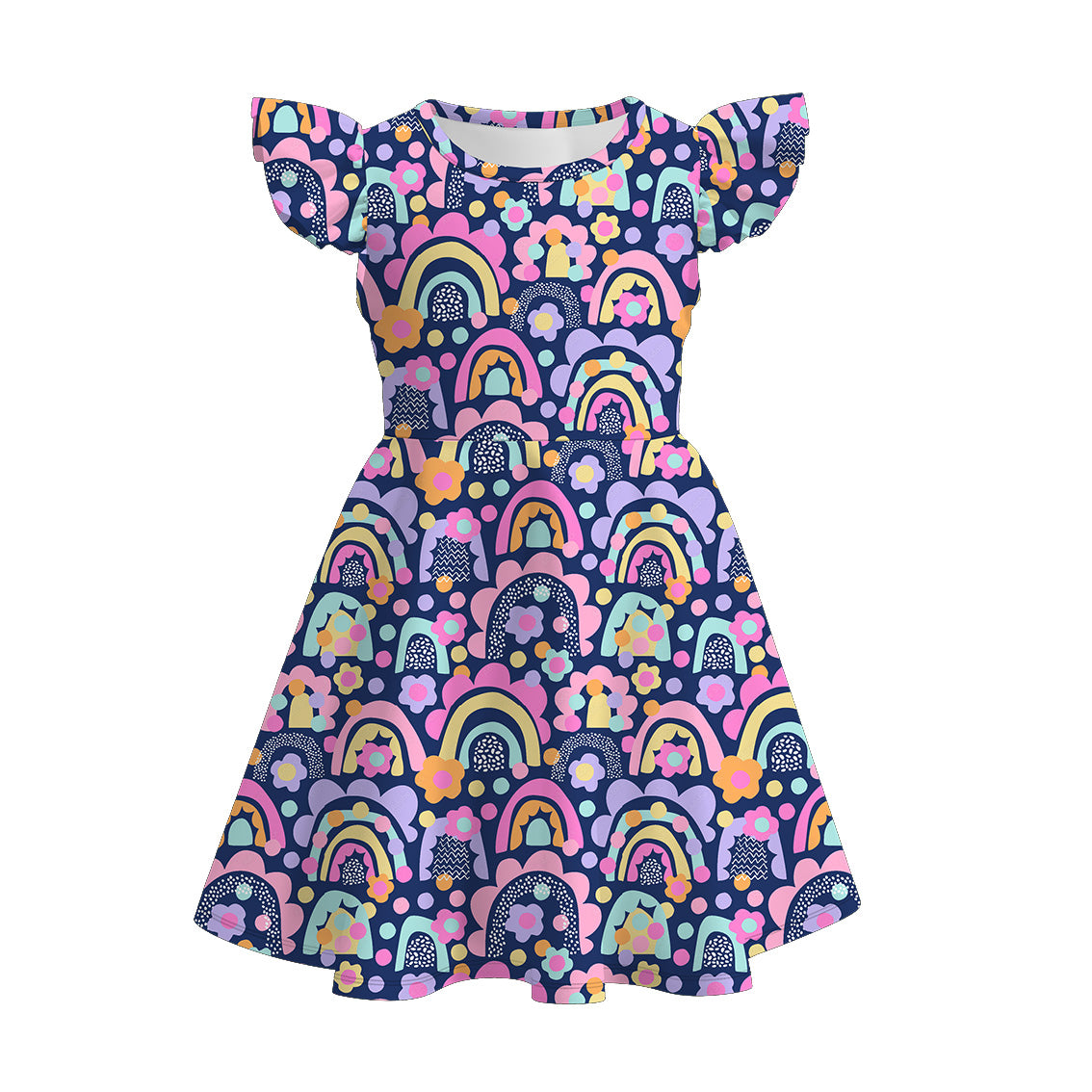 （Pre Order）Girls Purple Rainbow Floral Dress