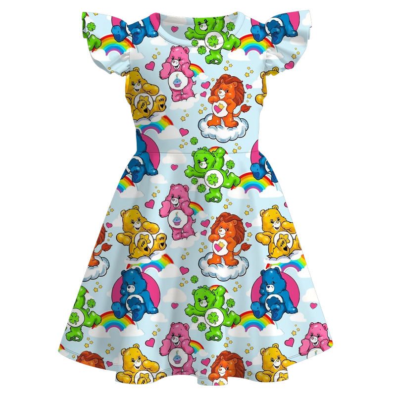 （Pre Order）Girls Bear Pirnt Ruffles Dress