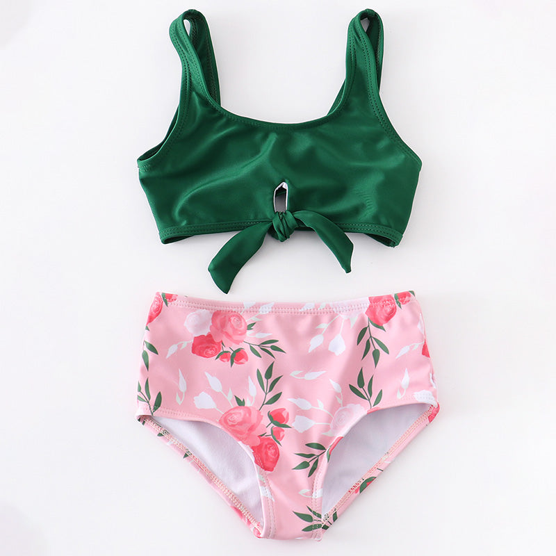 Mommy & Me Green Floral 2 Pieces Swimsuit