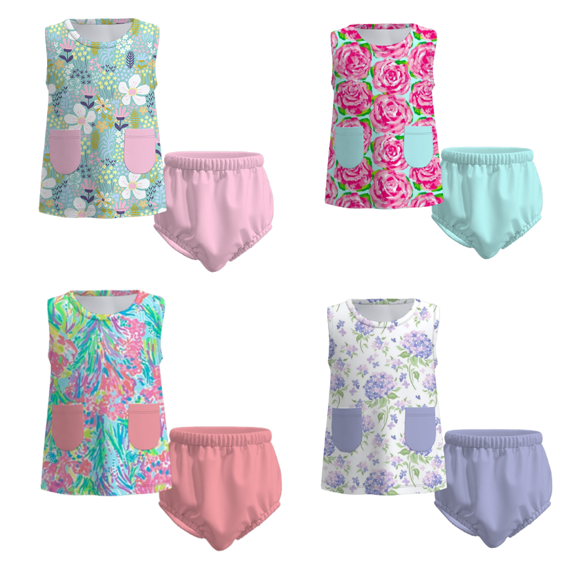 (Pre Order)Baby Girls Floral Print Shorts Set