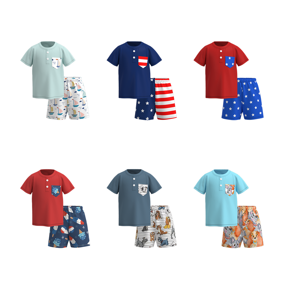 （Pre Order）Patriotic Boys Summer Pocket Print Short Set