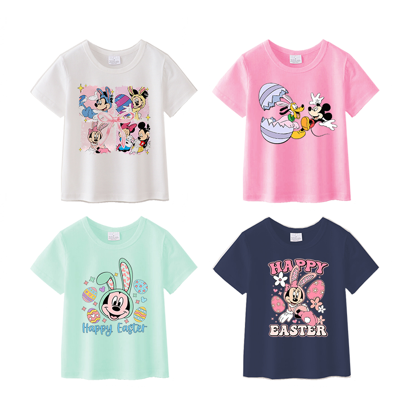 （Pre Order）Girls Easter Cartoon Print T-shirt