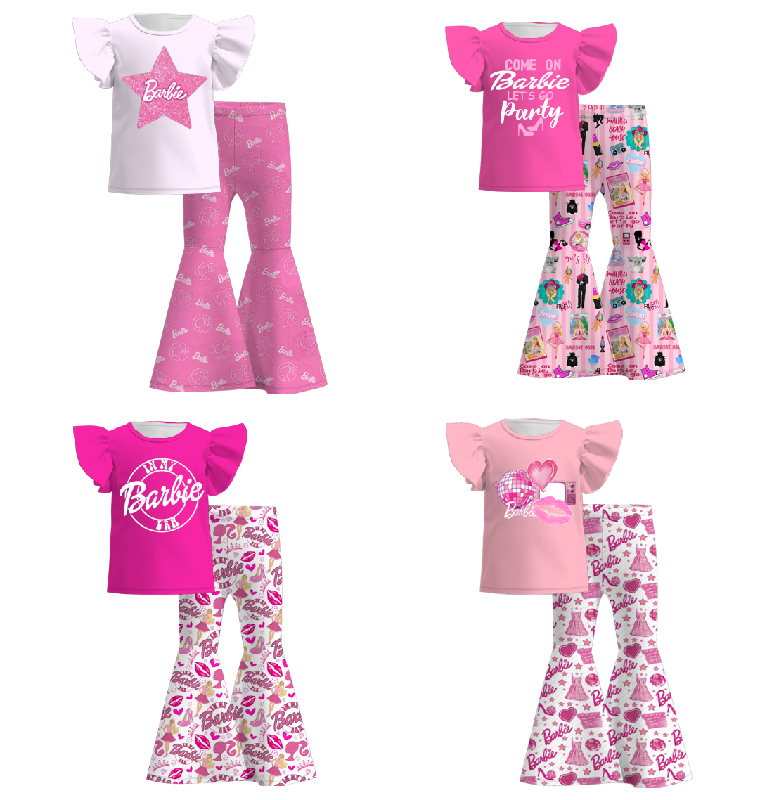 （Pre Order）Girls Summer Barbie Print Bell Pant Set