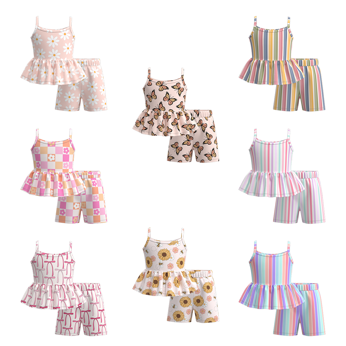 （Pre Order）Girls Summer Floral Print Short Set