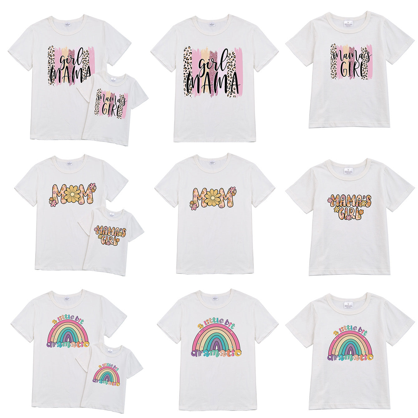 （Pre Order）Summer Rainbow Print Mommy and Me Short Sleeve T-Shirt