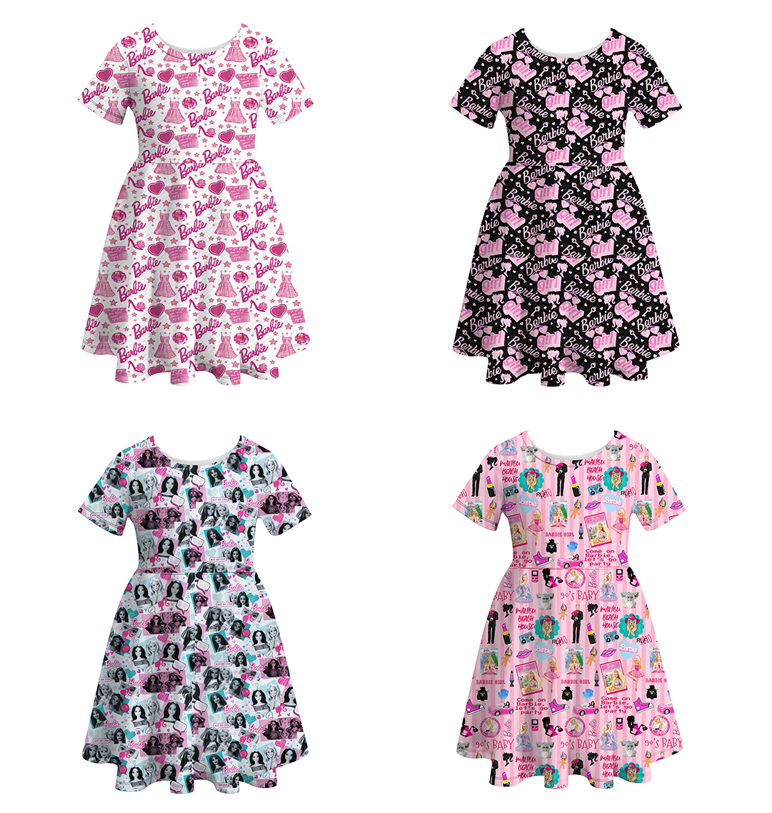 （Pre Order）Girls Summer Barbie Print Twirl Dress