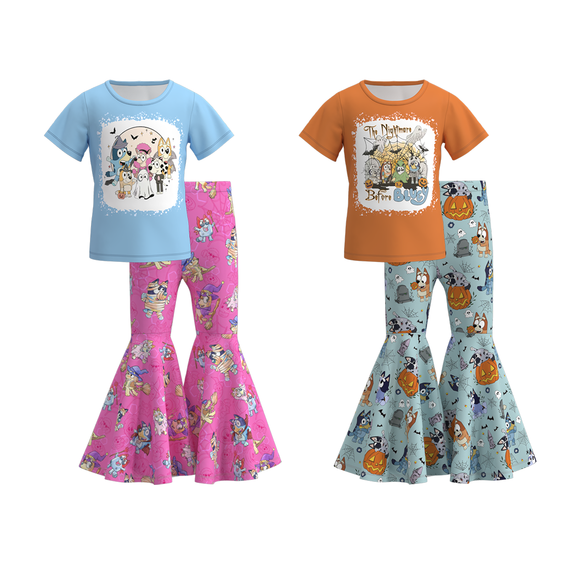 （Pre Order）Girls Halloween Cartoon Print Outfit Set