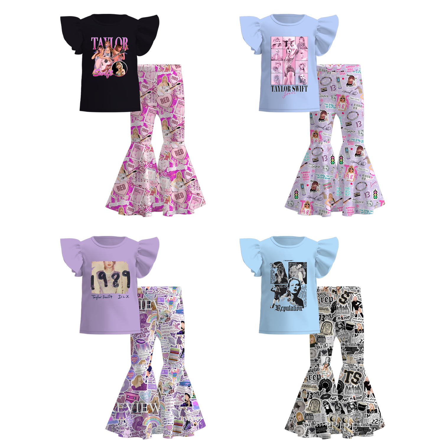 （Pre Order）Grils Summer TS Print Ruffled Bell Set