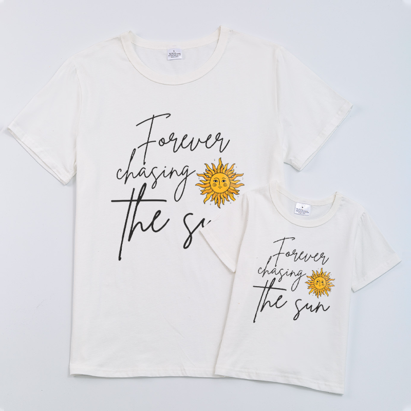 (Pre Order)Customized Printed Short Sleeve Cotton T-shirt for Mommy and Me in Summer