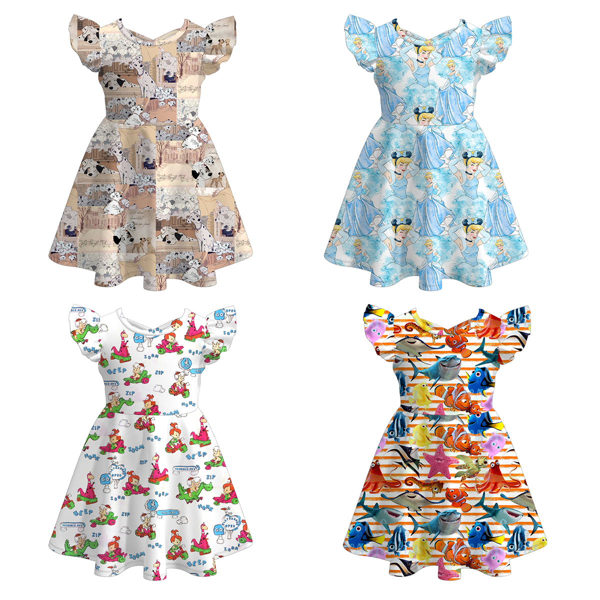 （Pre Order）Girls Summer Cartoon Print Twirl Dress