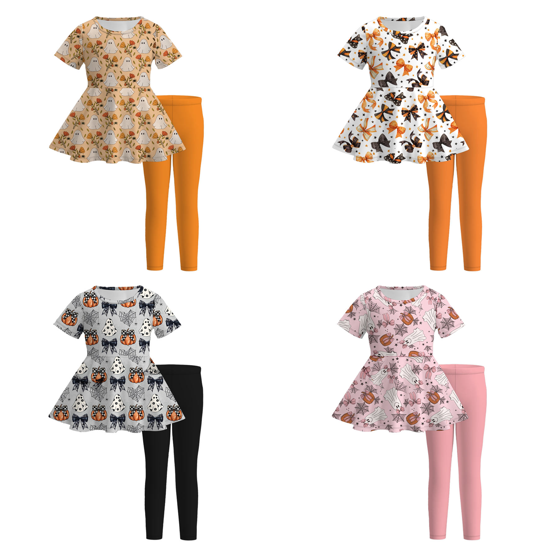 （Pre Order）Girls Halloween Print Outfit Set