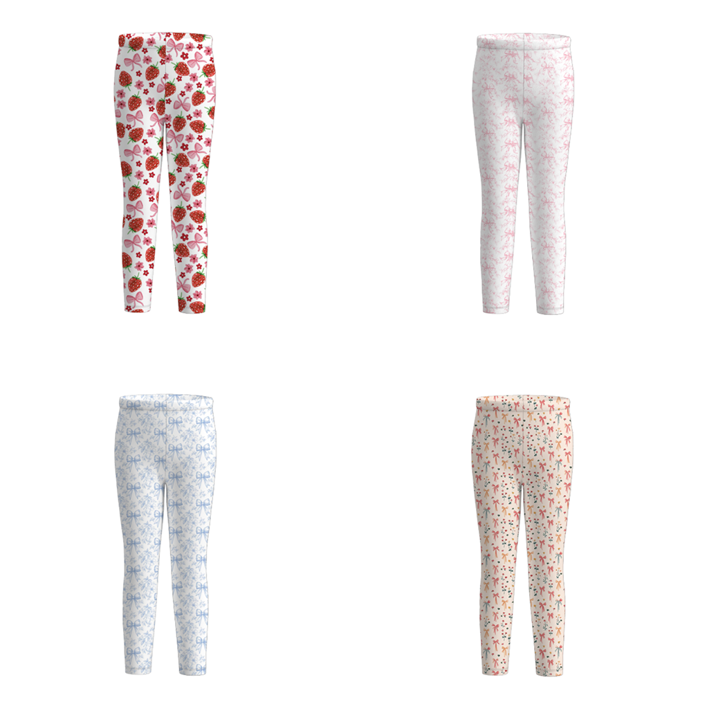 （Pre Order）Girls Spring and Summer Strawberry＆Bow Print Pants