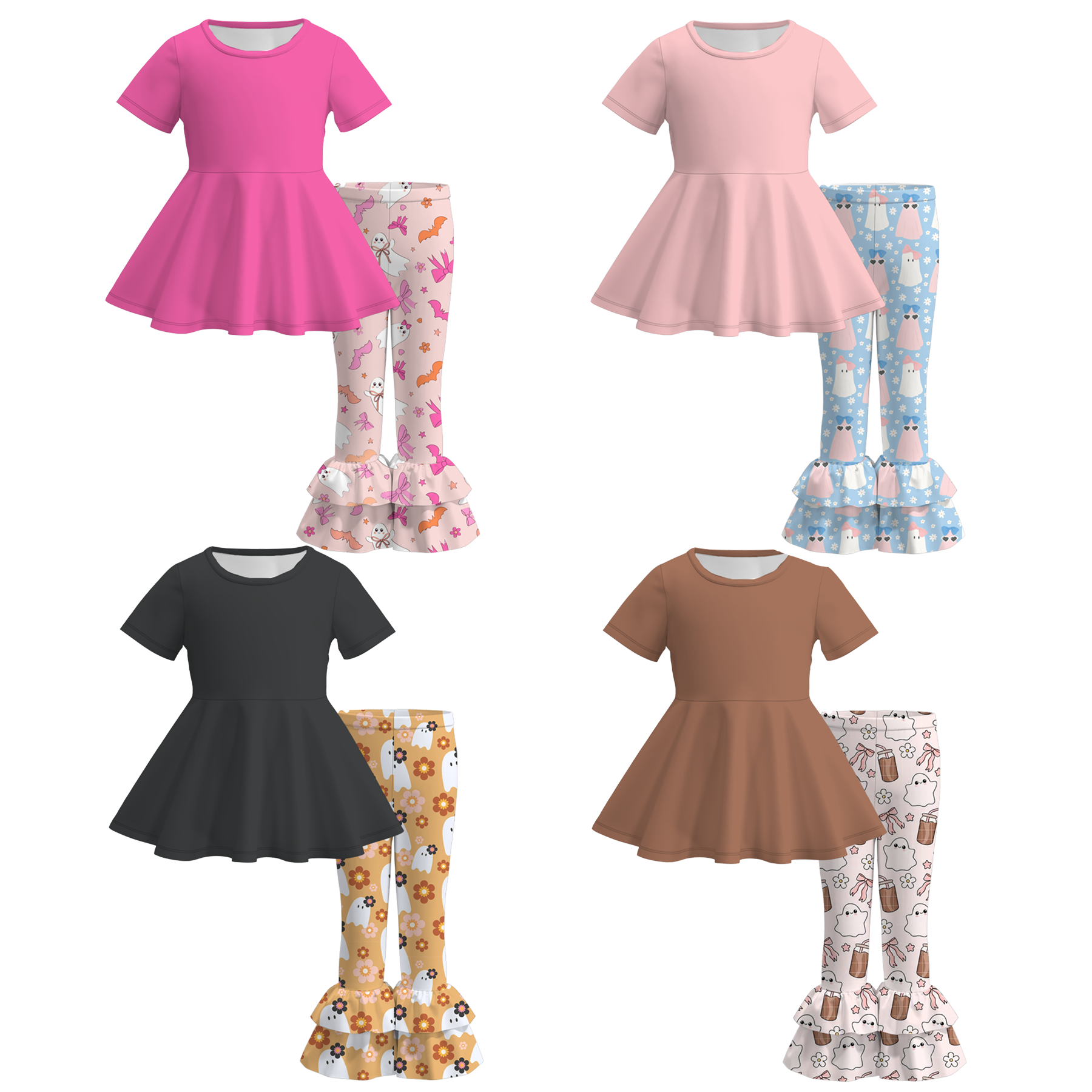 （Pre Order）Girls Halloween Print Outfit Set