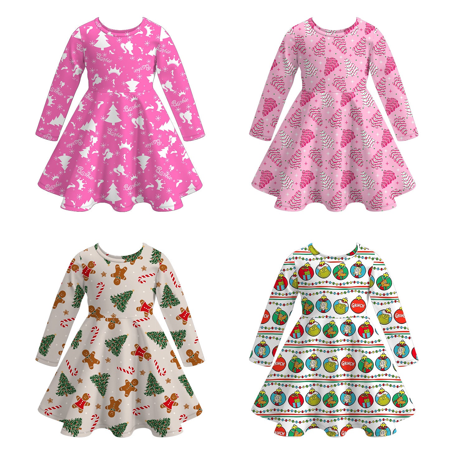 （Pre Order）Girls Christmas Print Milk Silk Dress