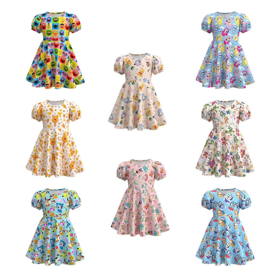 （Pre Order）Girls Summer Cartoon Print Twirl Dress