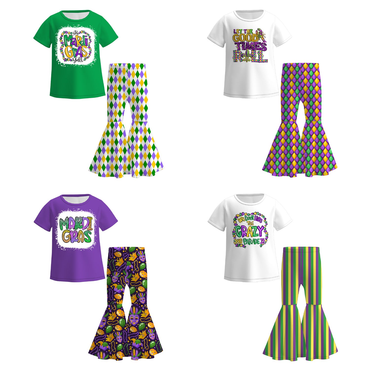 （Pre Order）Girls Mardi Gras Print Outfit Set