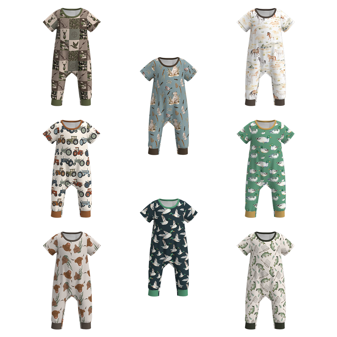 （Pre Order）Baby Boys Summer Animal Print Romper