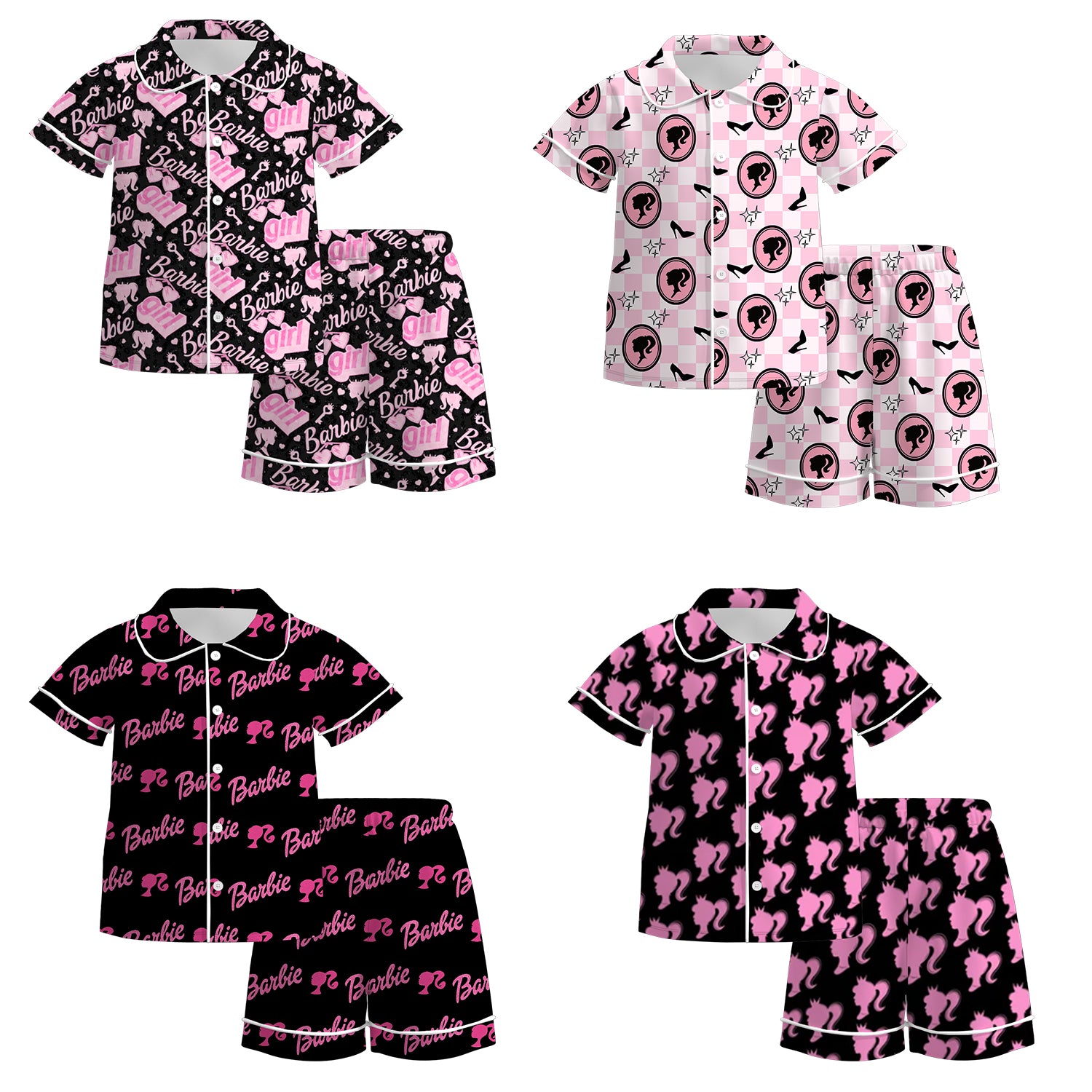 （Pre Order）Girls Summer Barbie Print Pajamas