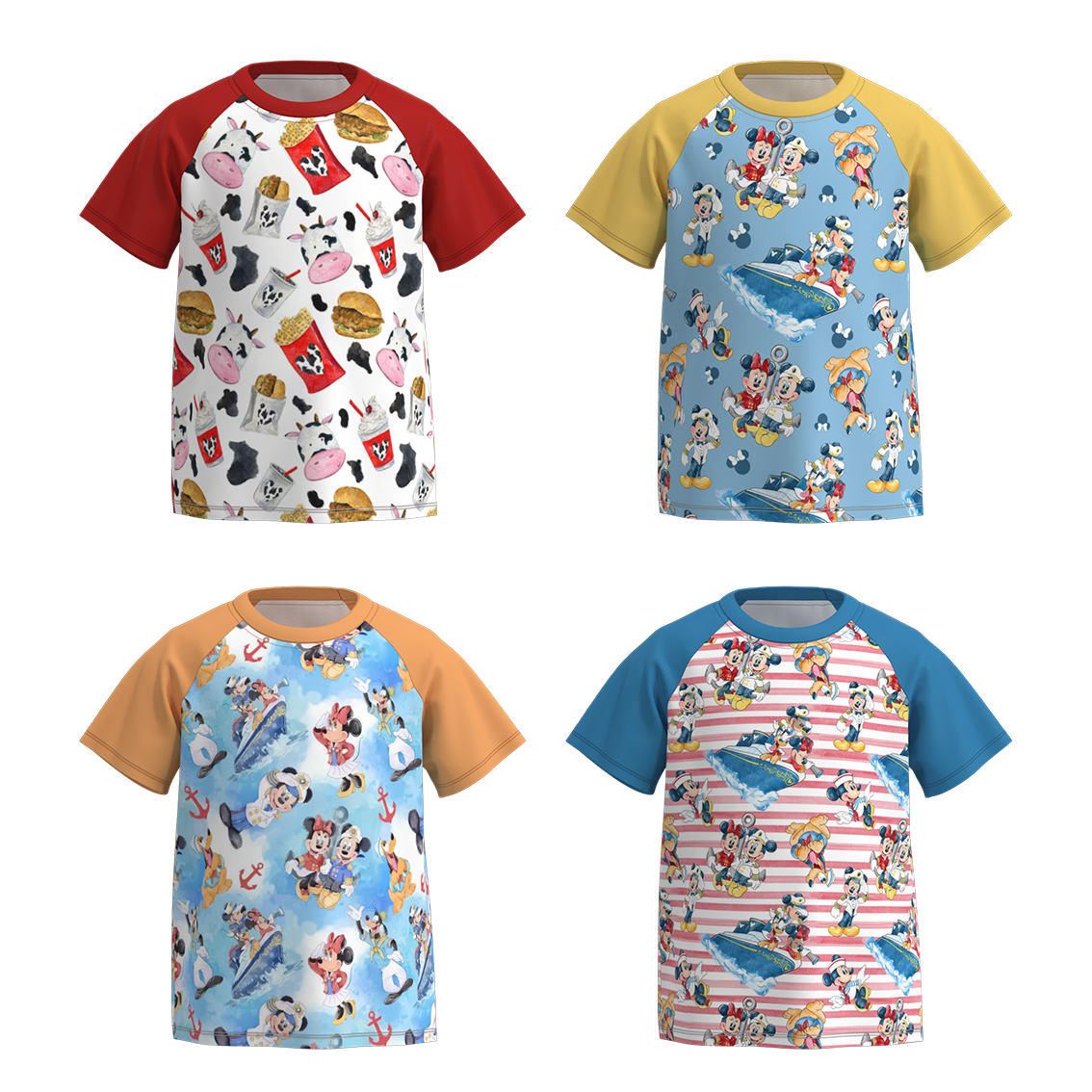 （Pre Order）Boy's Cow Disney Print Raglans Top