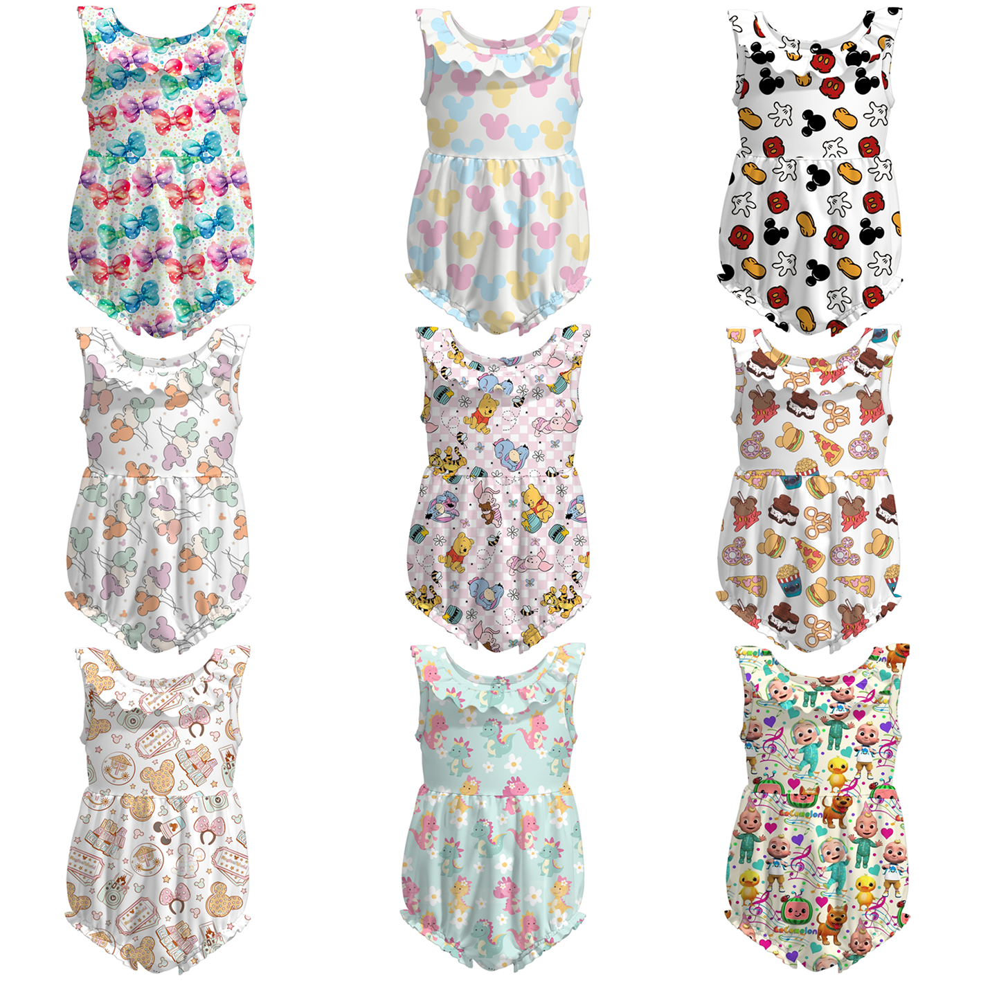 （Pre Order）Girls Summer Cute Cartoon Print Romper