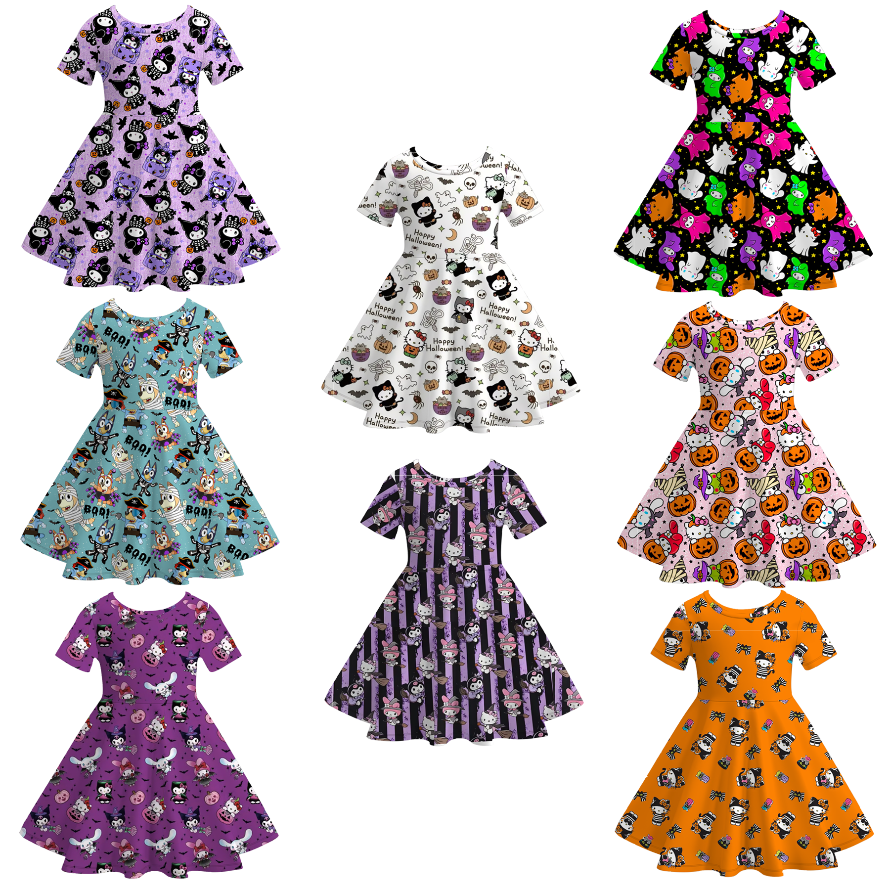 （Pre Order）Girls Halloween Cartoon Print Dress