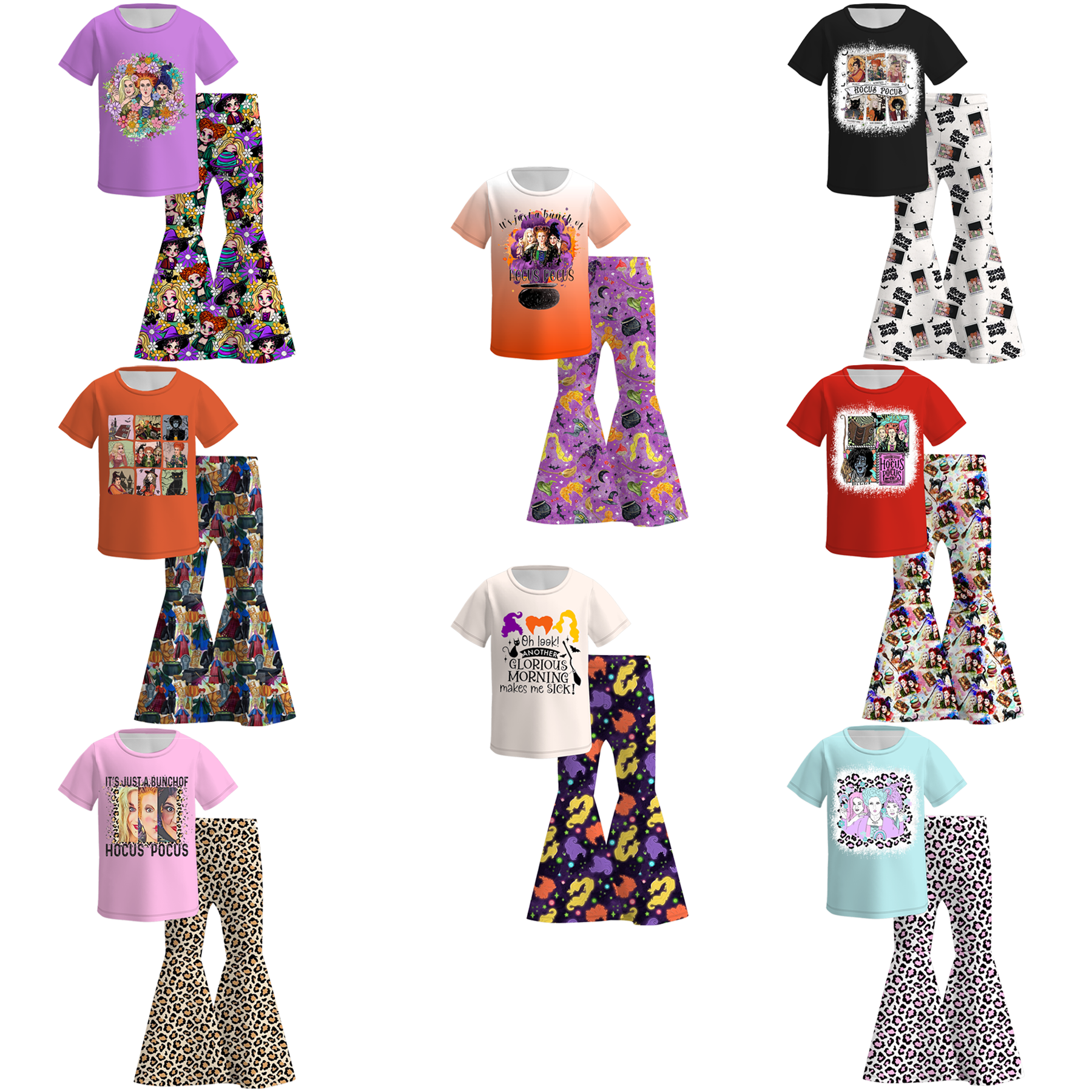 （Pre Order）Girls Halloween Cartoon Print Outfit Set