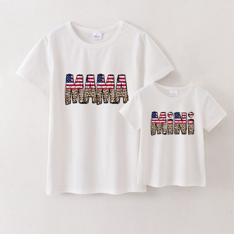 （Pre Order）Patriotic Mommy and Me White Cotton T-Shirts