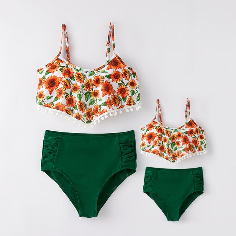 （In Stock）Mommy and Me Summer Sunflower Print Swimsuit