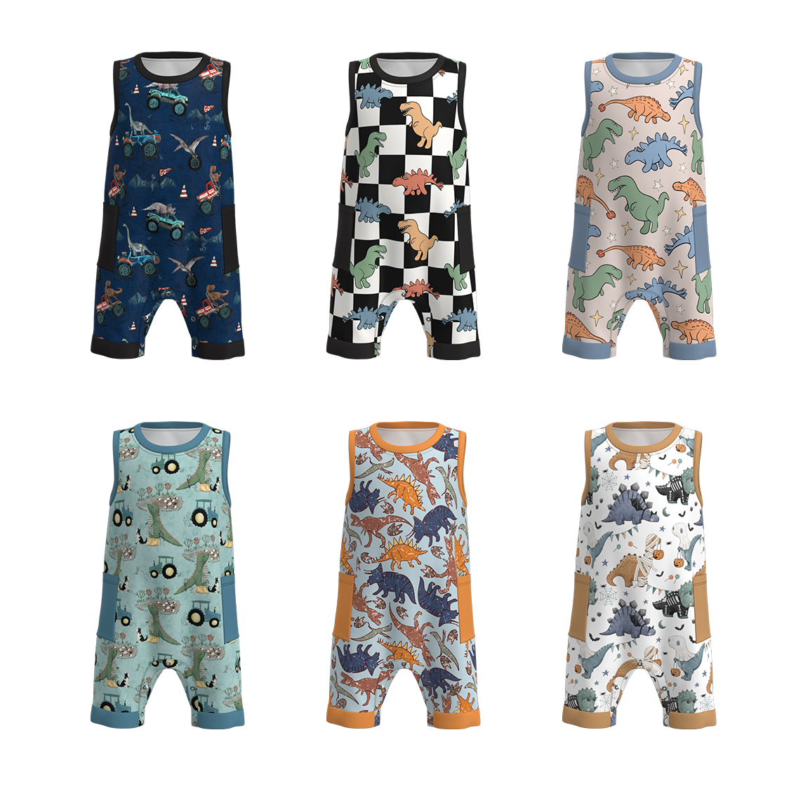 （Pre Order）Baby Boy Summer Dinosaurs Print Romper