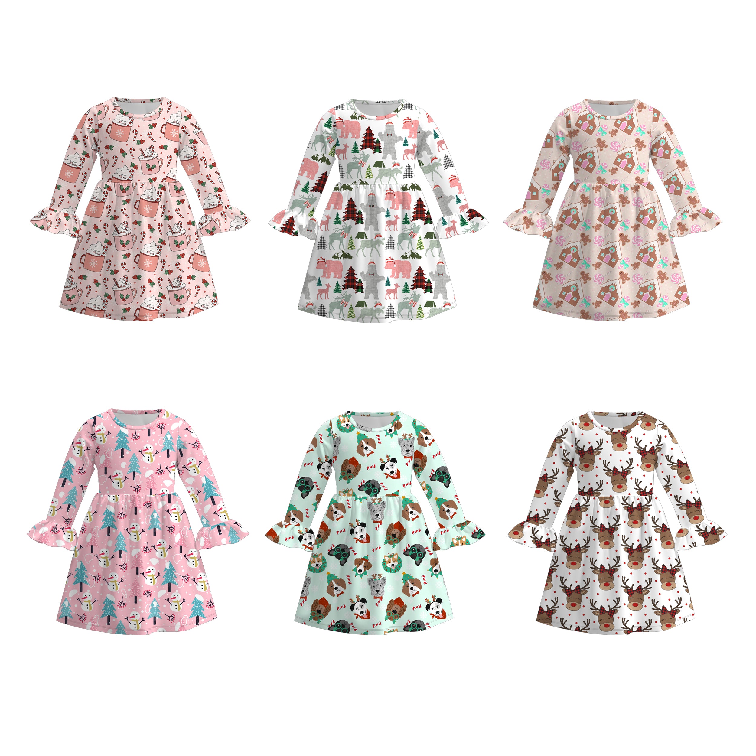 （Pre Order）Girls Christmas Print Dress