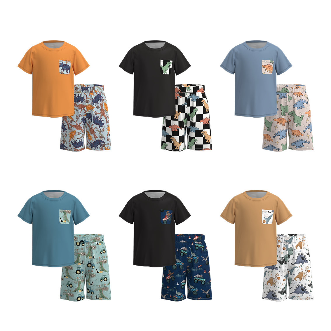 （Pre Order）Boys Summer Dinosaurs Print Short Set