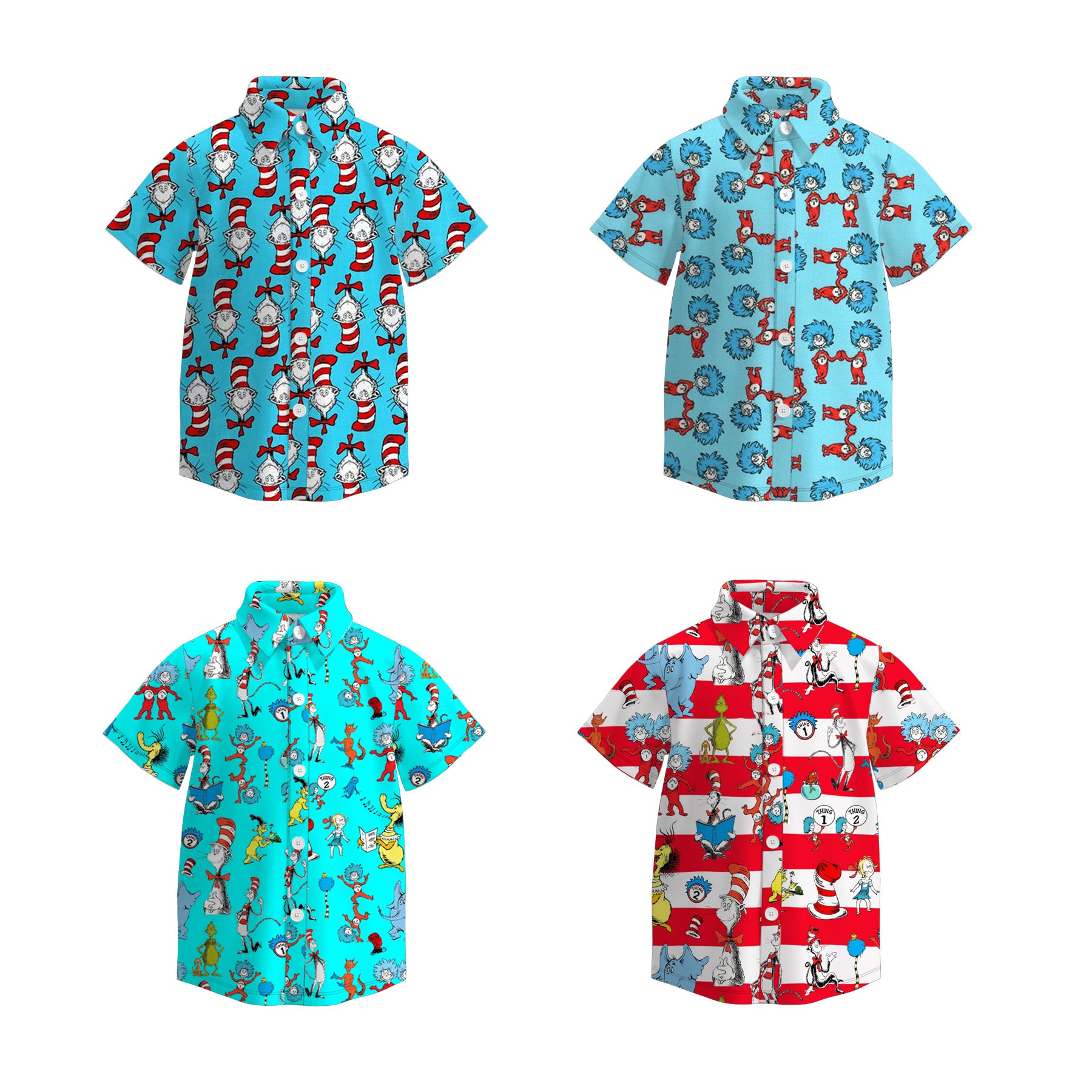 （Pre Order）Boys Spring and Summer DR SEUSS Print Four-way Stretch Shirt