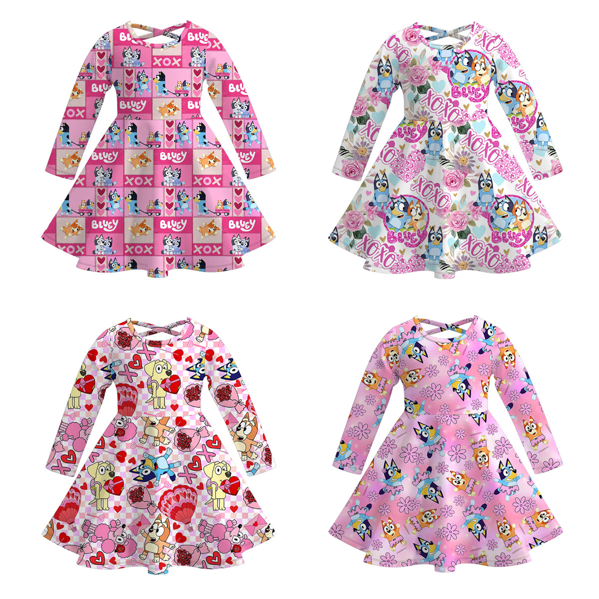 （Pre Order）Girls Valentine's Day Cartoon Print Dress