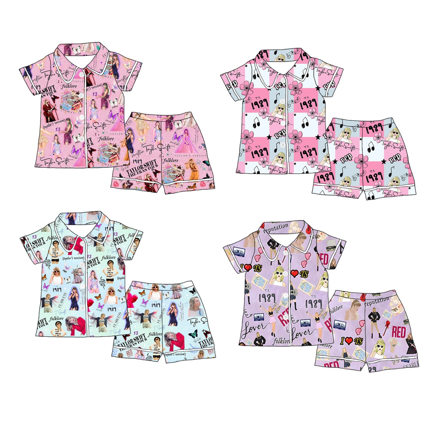 （Pre Order）Adult Summer TS Print Pajamas Short Set