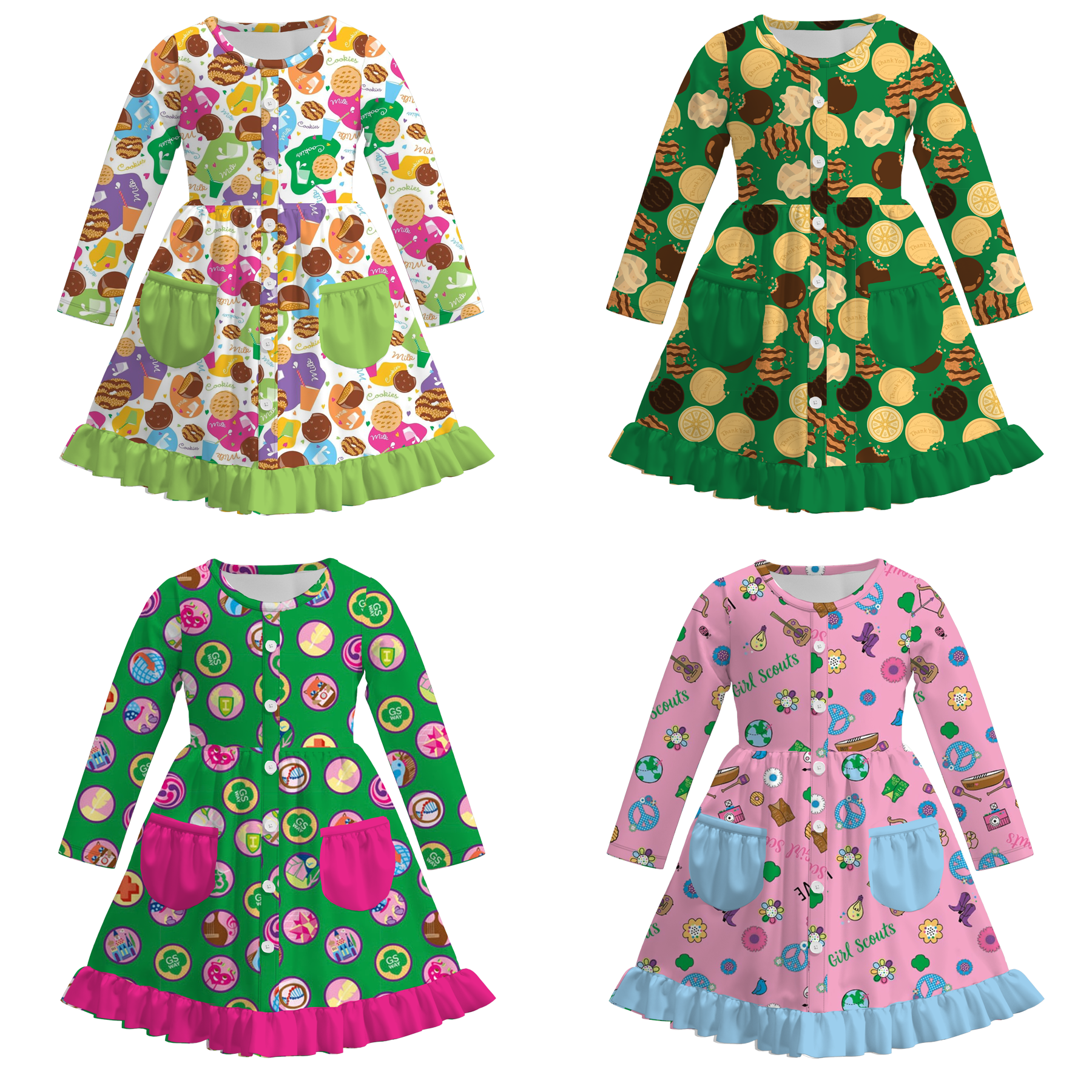 （Pre Order）Girls Fall Dessert Print Dress