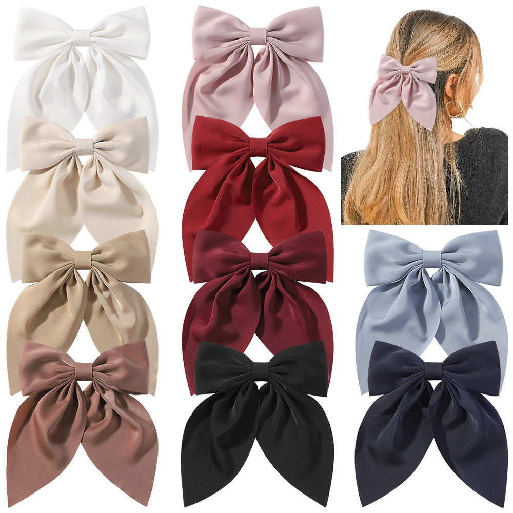 （Pre Order）Elegant Solid Color Large Bow Hair Clip