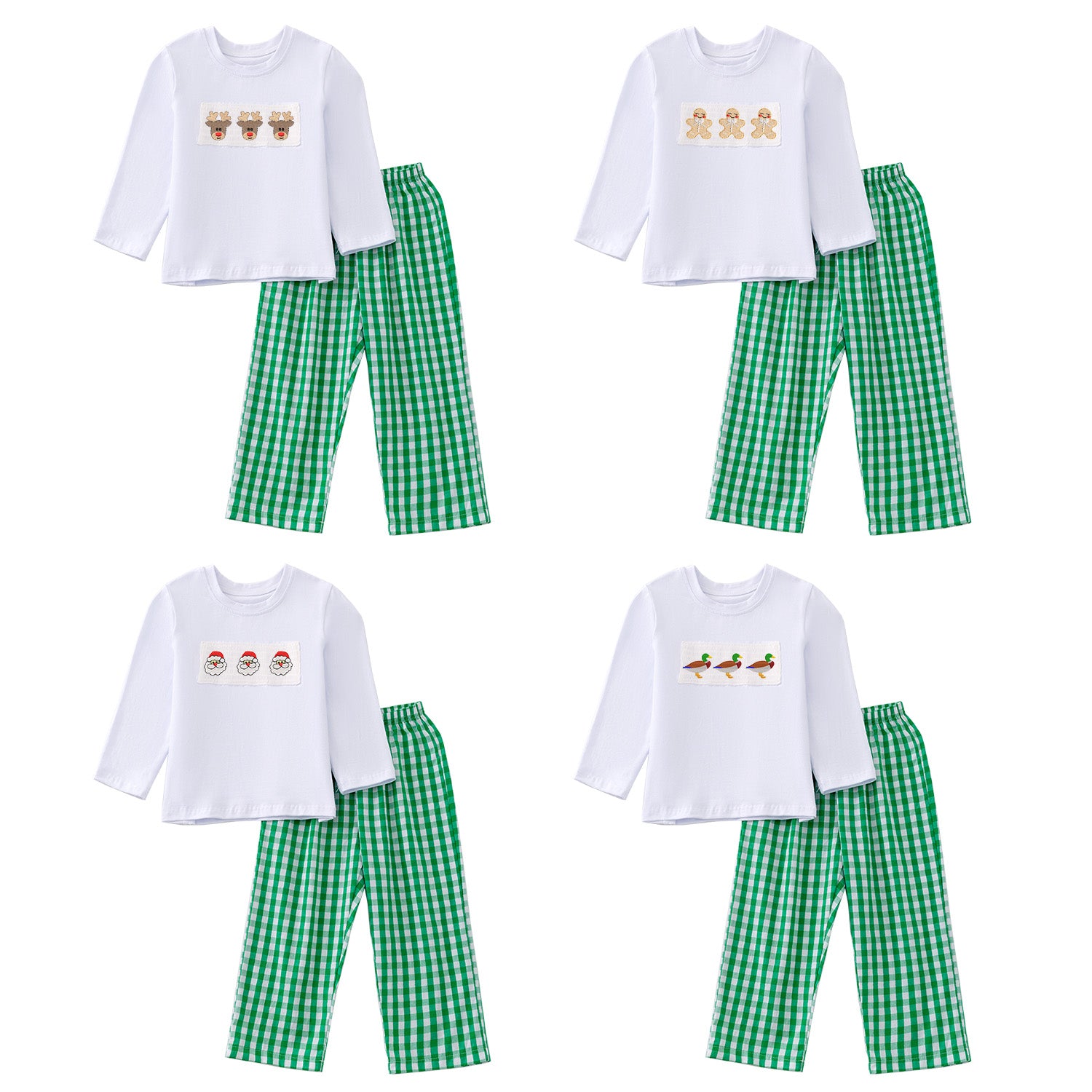 （Pre Order）Boys Christmas Embroidery Smocked Outfit Set