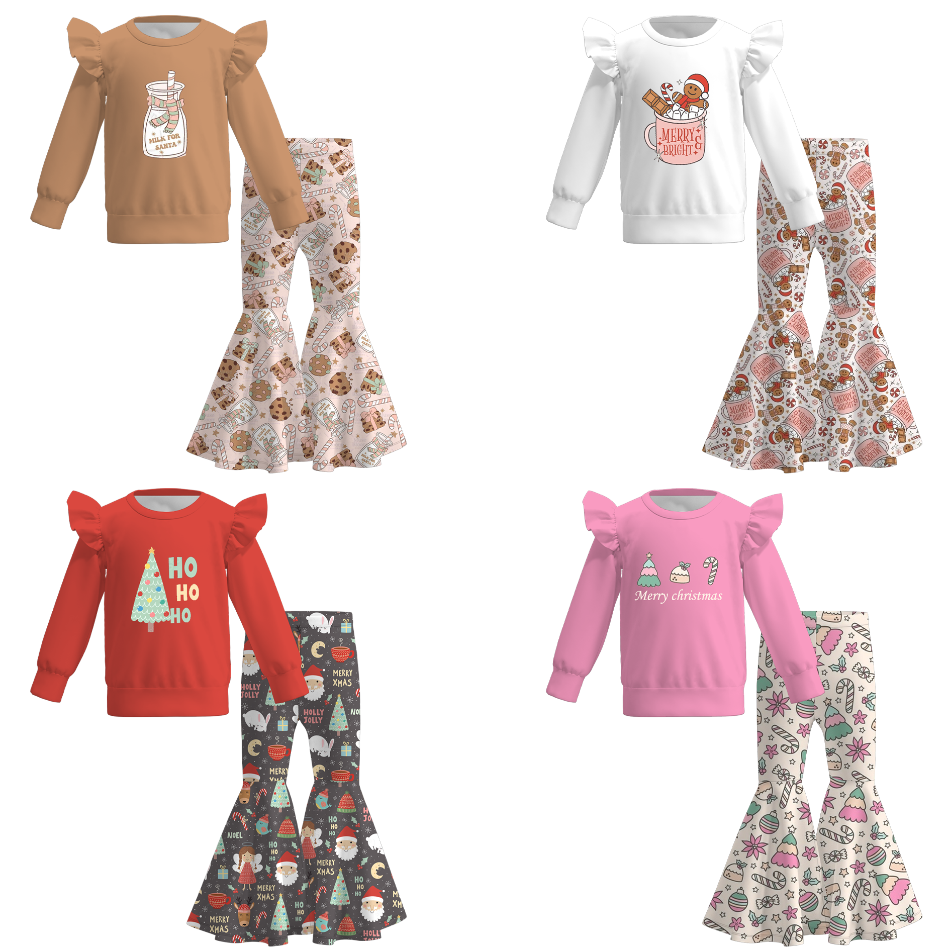 （Pre Order）Girls Christmas Print Outfit Set