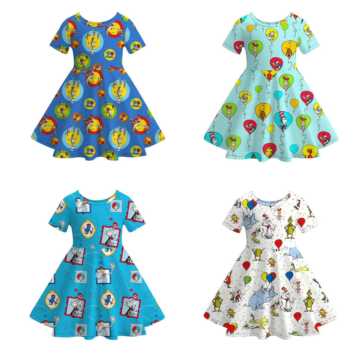 （Pre Order）Girls Spring and Summer DR SEUSS Print Dress