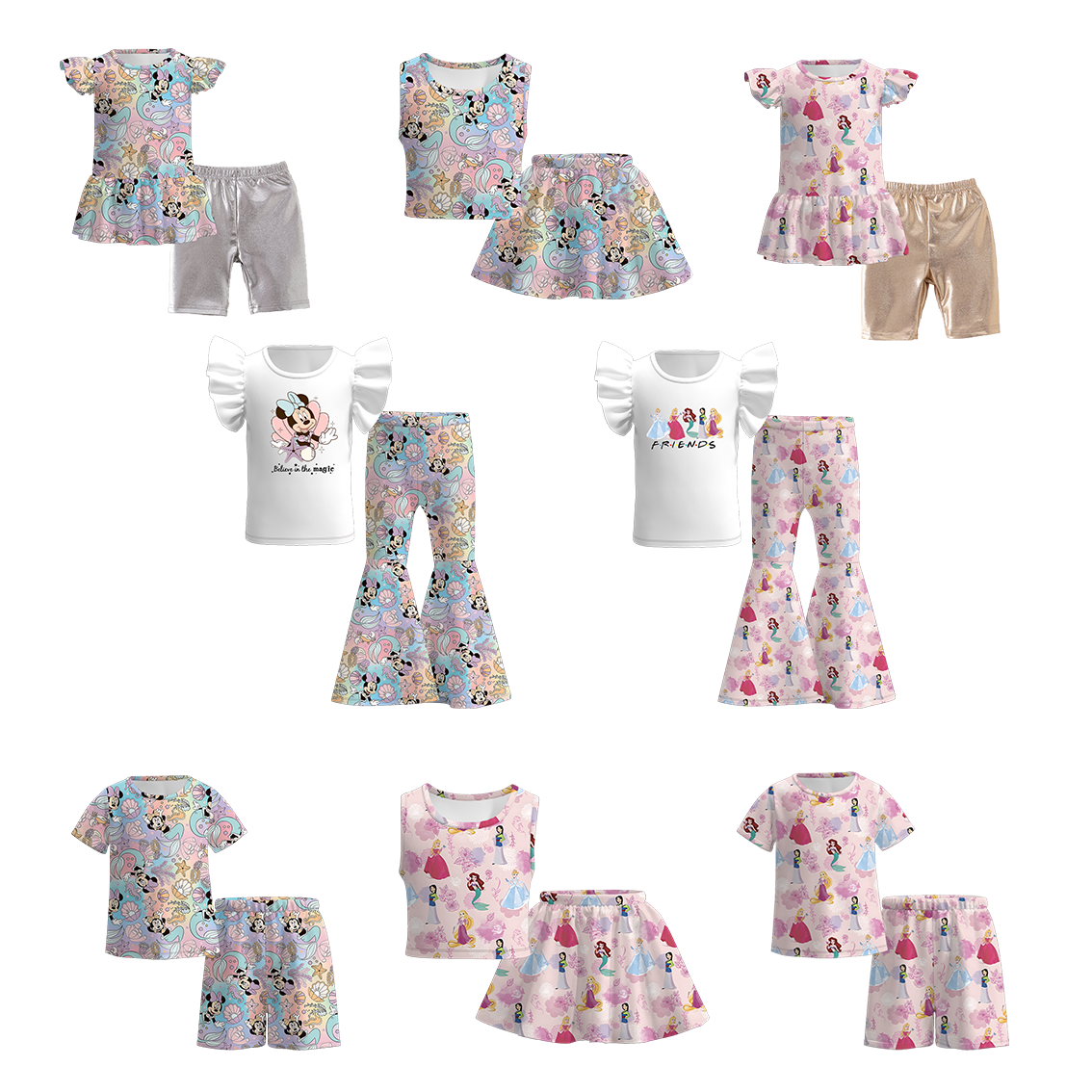 (Pre Order)Bamboo Summer Girls' Cartoon Outfits