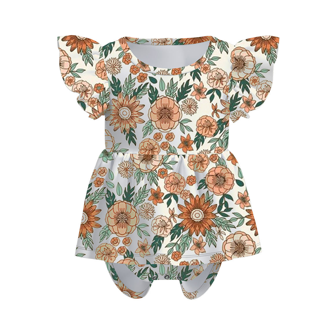 （Pre Order）Girls Vintage Floral Print Romper