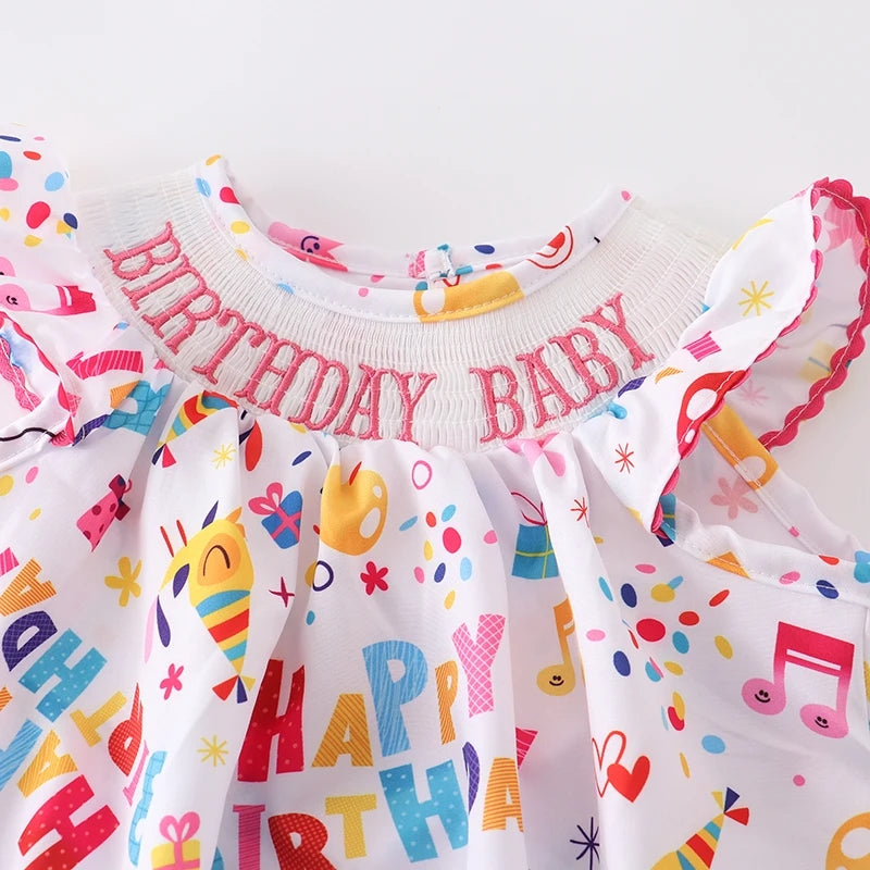 Birthday Gift Balloon Smocked Romper