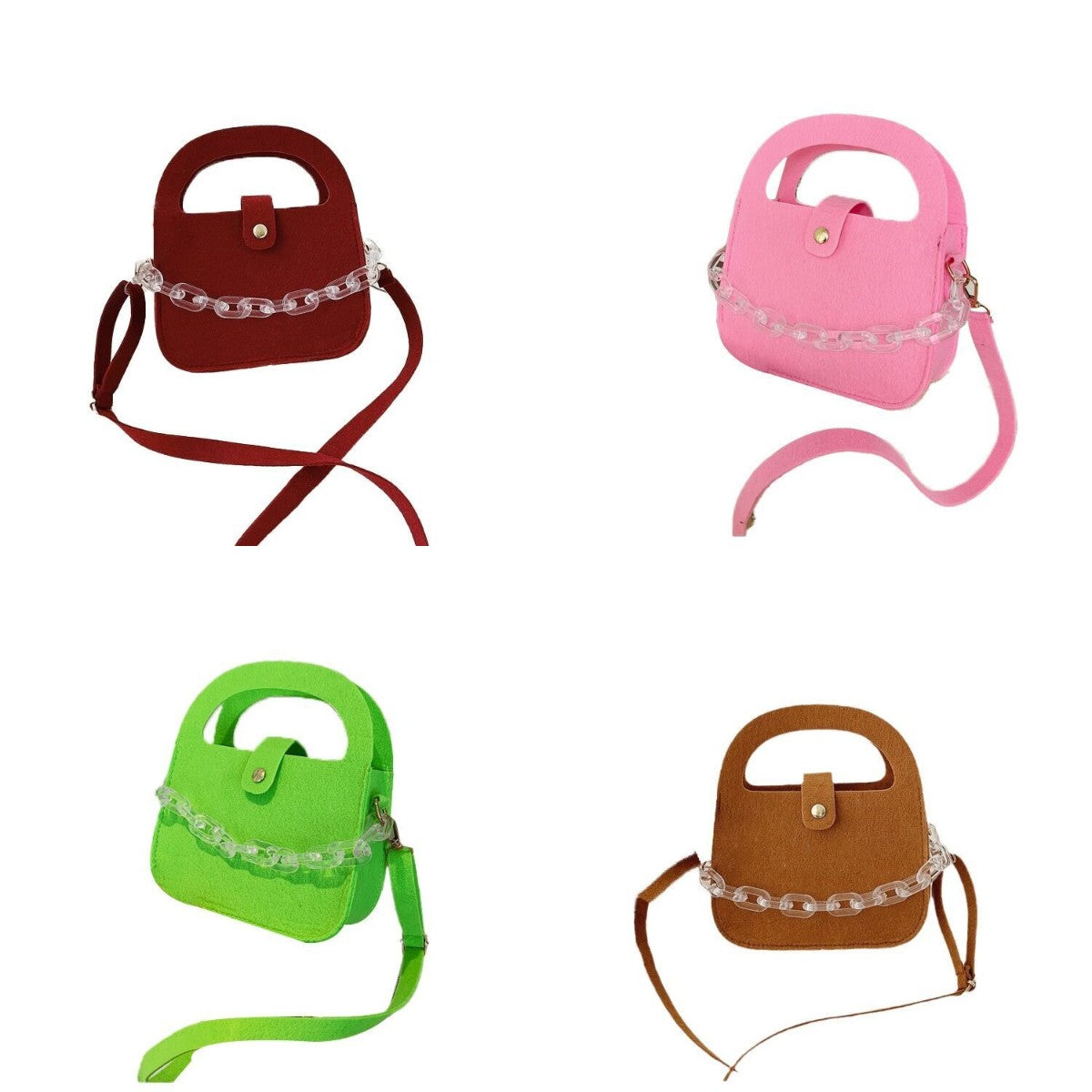 （Pre Order）Girls Chain Decor Saddle Bag