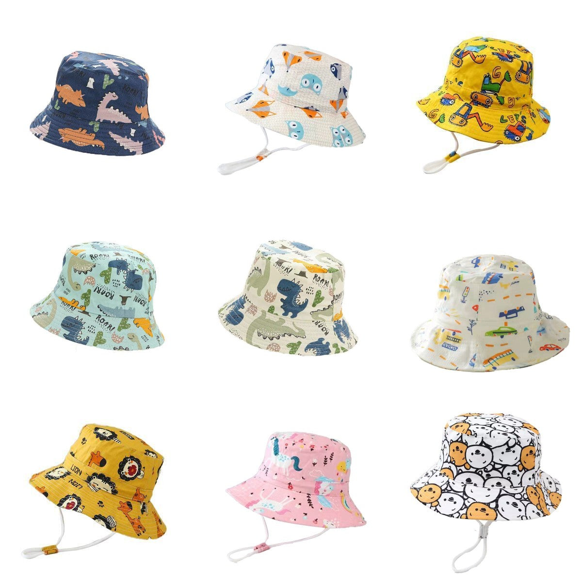 （Pre Order）Kids Cartoon Print Sunscreen Bucket Hat