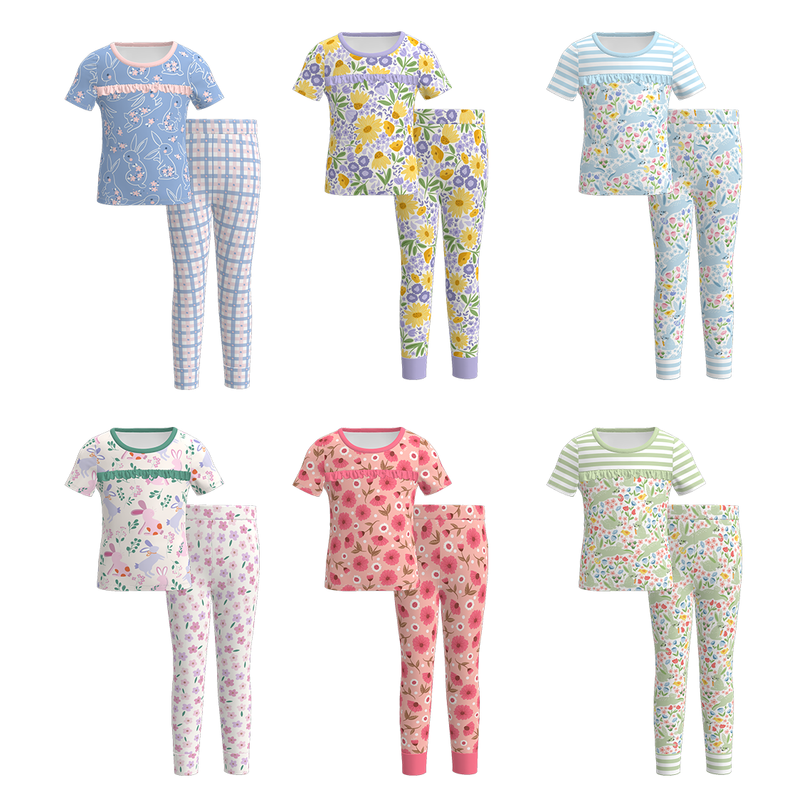 （Pre Order）Girls Easter Bunny Print Pajamas