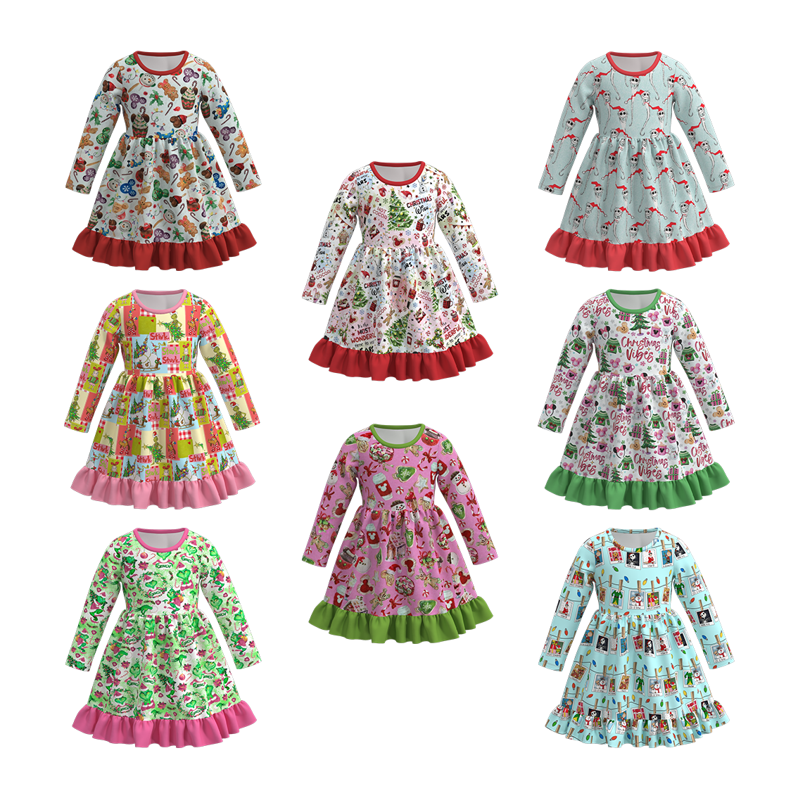 （Pre Order）Girls Christmas Print Dress