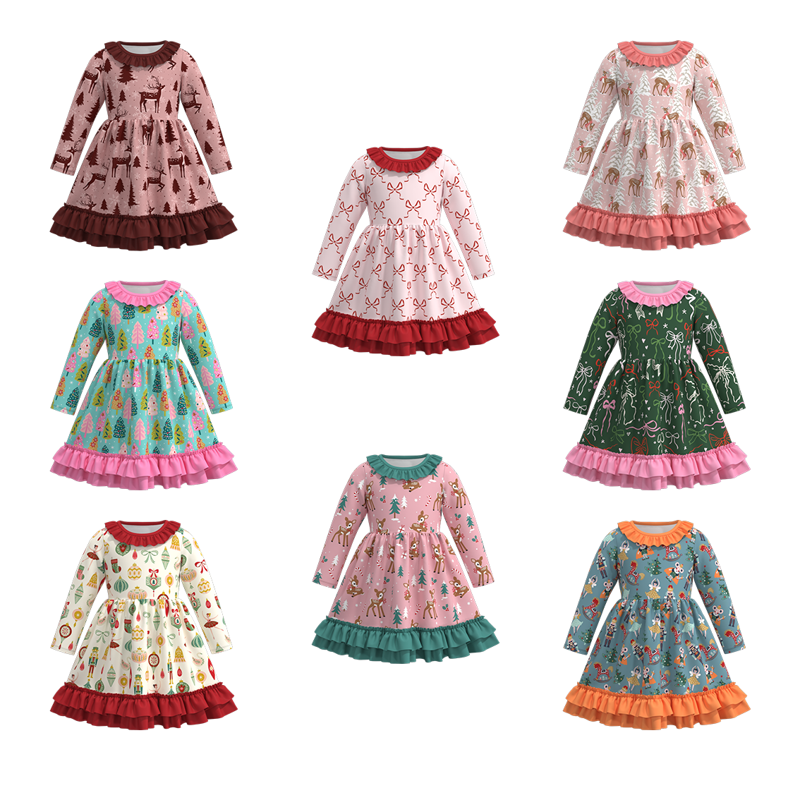 （Pre Order）Girls Christmas Print Dress