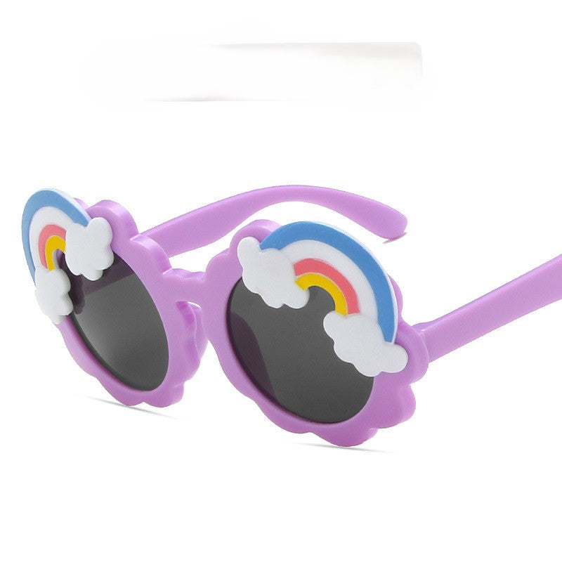 （Pre Order）Kids Trendy Rainbow-shaped Round Frame Sunglasses