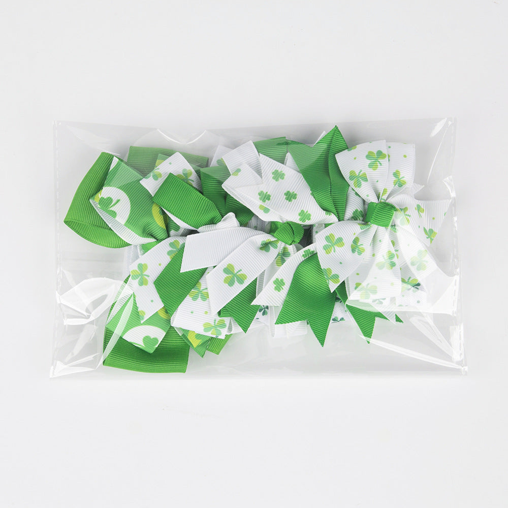 （Pre Order）Girls St.Patrick's Day Shamrock Bow Elastic Headband